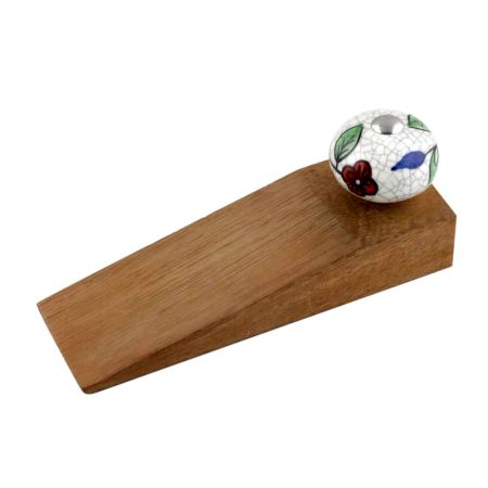 Multicolor Leaf Crackle Ceramic Wooden Door Stopper